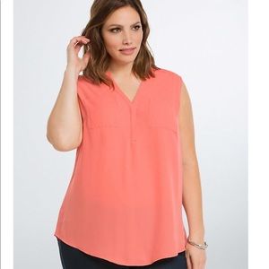 Torrid 5 georgette pullover coral pocket tank nwot